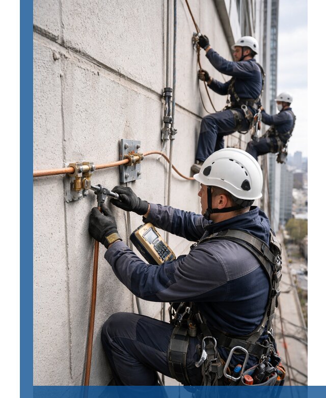 Монтаж системы заземления здания и молниезащиты в Реже