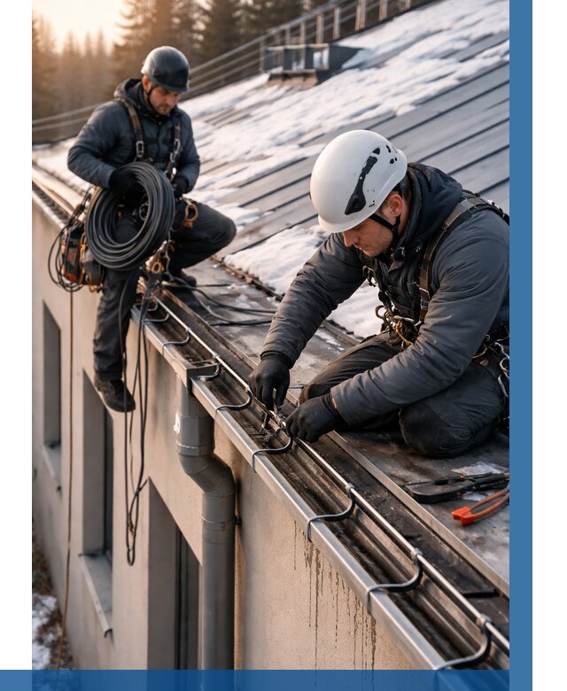 Монтаж греющего кабеля на кровле в Реже от 493 р. | ВЫСОТНИК-Реж