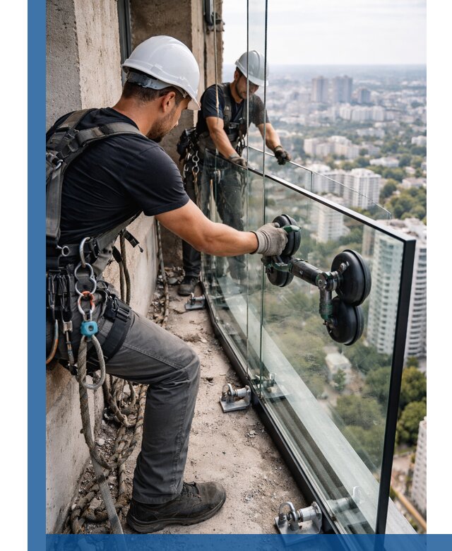 Монтаж стеклянных ограждений под ключ с гарантией в Реже