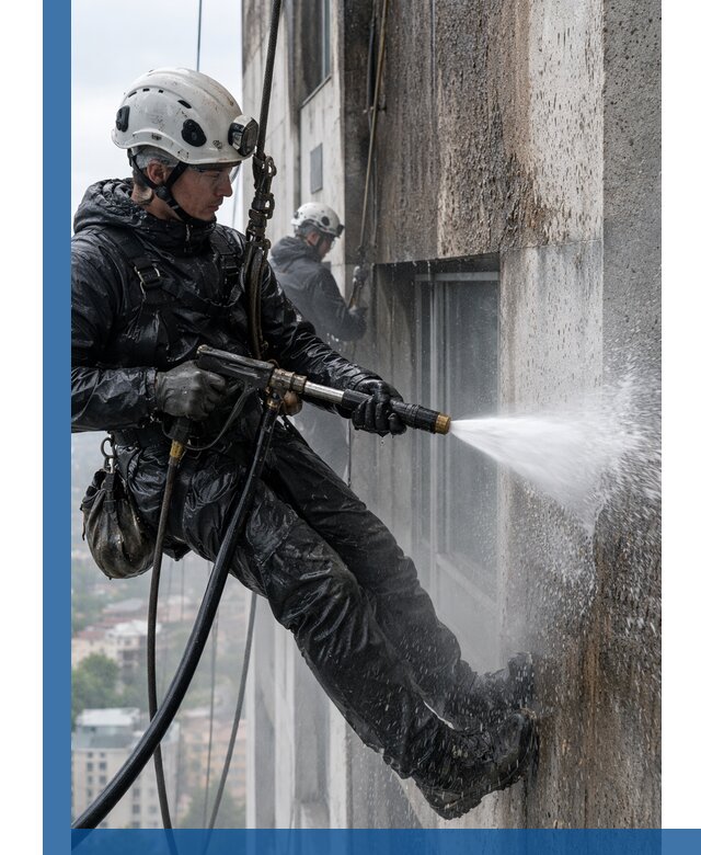 Гидроструйная очистка фасадов и конструкций в Реже