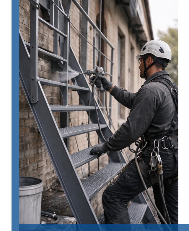 Покраска и антикоррозионная защита пожарных лестниц в Реже