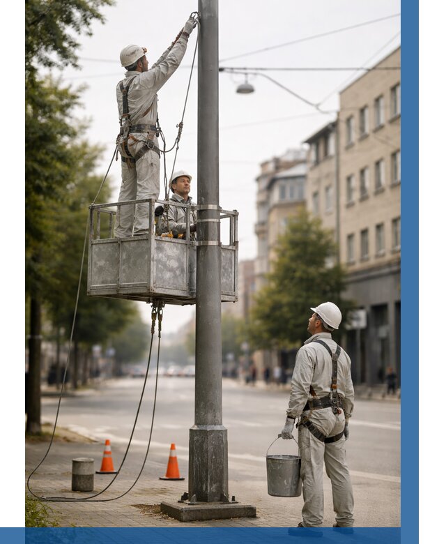 Покраска опор освещения в Реже от 5477 р. | ВЫСОТНИК-Реж
