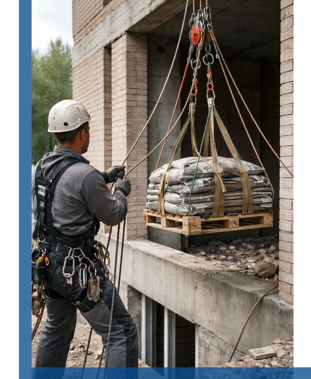 Подъем материалов на этаж веревками в Реже оперативно