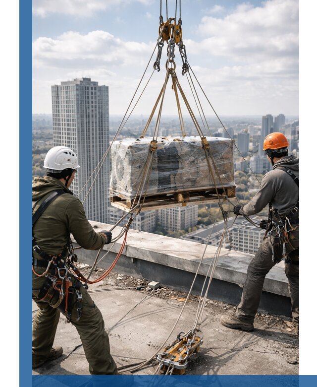 Подъем и монтаж крупногабаритных грузов на крышу в Реже