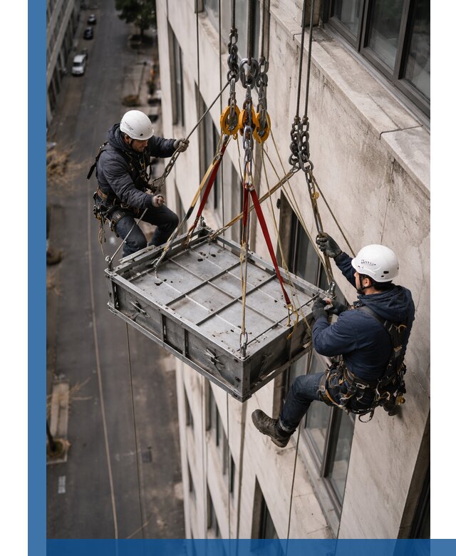 Спуск и подъем грузов по фасаду в Реже для зданий
