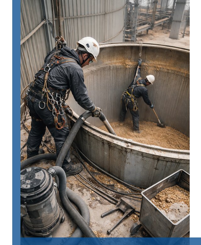 Профессиональная чистка зерновых бункеров в Реже с выездом