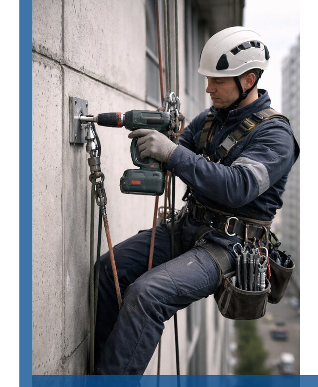 Установка анкерных точек для высотных работ в Реже